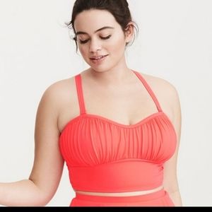 Torrid Hot Coral Pink Ruched Bikini Top